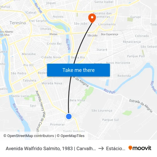Avenida Walfrido Salmito, 1983 | Carvalho Supermercado to Estácio Ceut map