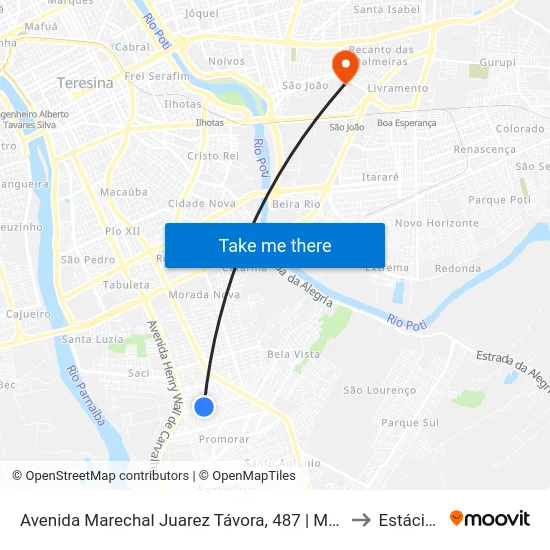 Avenida Marechal Juarez Távora, 487 | Mercado Do Parque Piauí to Estácio Ceut map