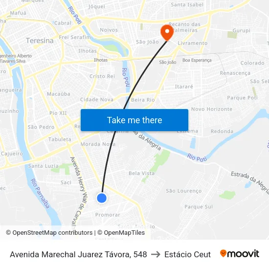 Avenida Marechal Juarez Távora, 548 to Estácio Ceut map