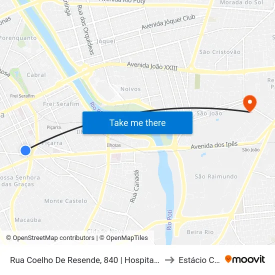 Rua Coelho De Resende, 840 | Hospital Itacor to Estácio Ceut map