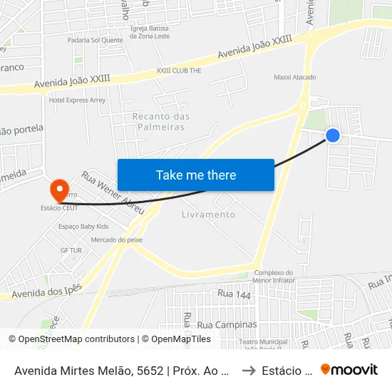 Avenida Mirtes Melão, 5652 | Próx. Ao Unibr Teresina to Estácio Ceut map