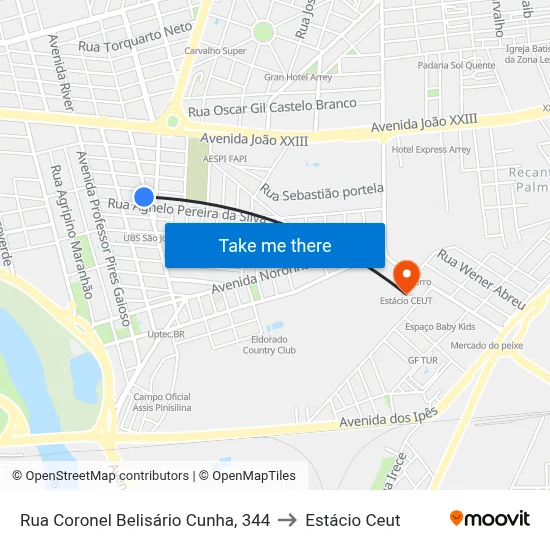 Rua Coronel Belisário Cunha, 344 to Estácio Ceut map