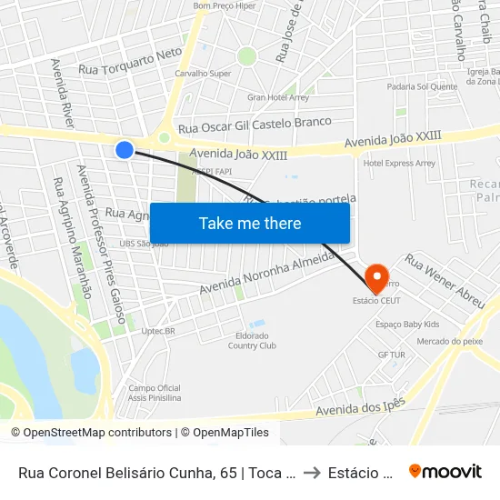 Rua Coronel Belisário Cunha, 65 | Toca Do Bode to Estácio Ceut map