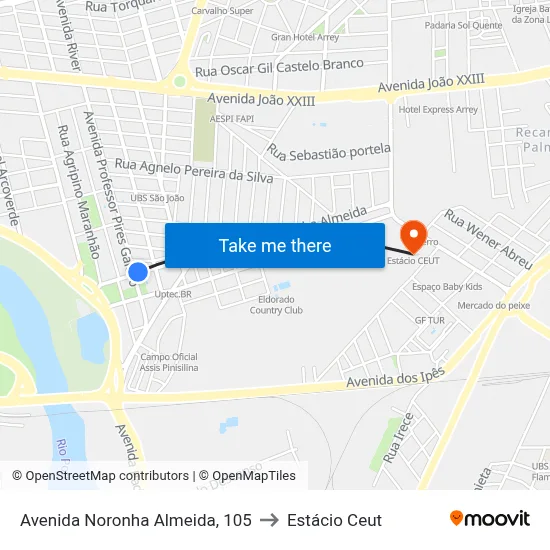 Avenida Noronha Almeida, 105 to Estácio Ceut map