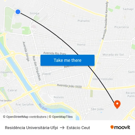 Residência Universitária-Ufpi to Estácio Ceut map