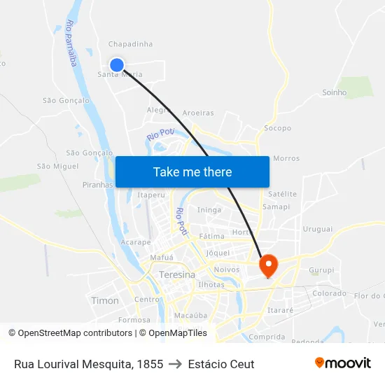 Rua Lourival Mesquita, 1855 to Estácio Ceut map