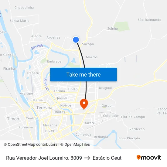 Rua Vereador Joel Loureiro, 8009 to Estácio Ceut map