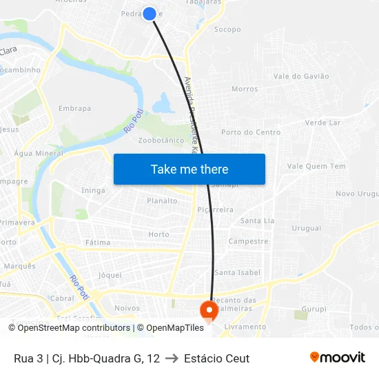 Rua 3 | Cj. Hbb-Quadra G, 12 to Estácio Ceut map