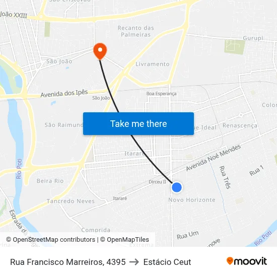 Rua Francisco Marreiros, 4395 to Estácio Ceut map