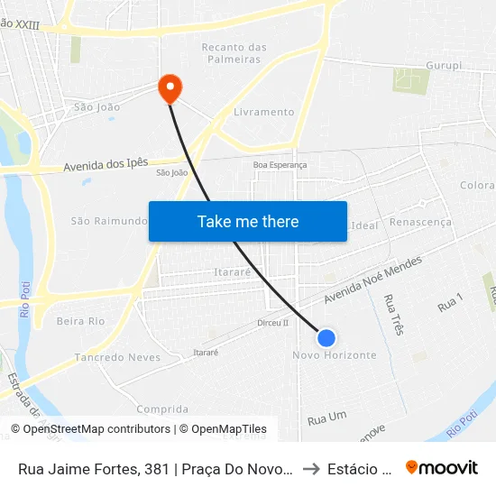 Rua Jaime Fortes, 381 | Praça Do Novo Horizonte to Estácio Ceut map