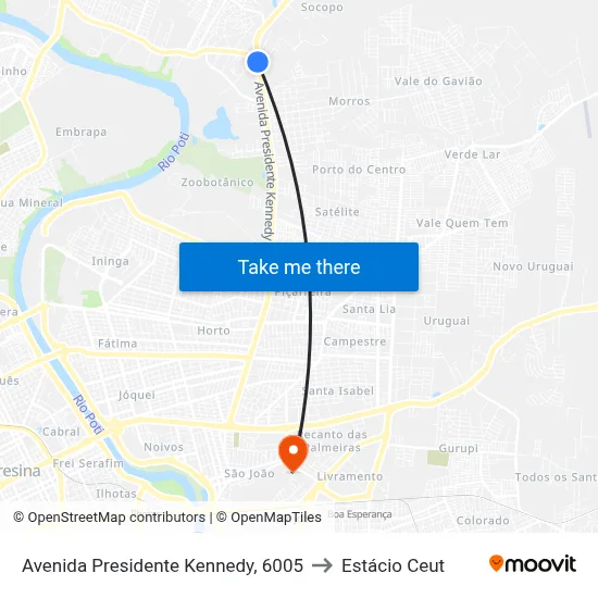 Avenida Presidente Kennedy, 6005 to Estácio Ceut map