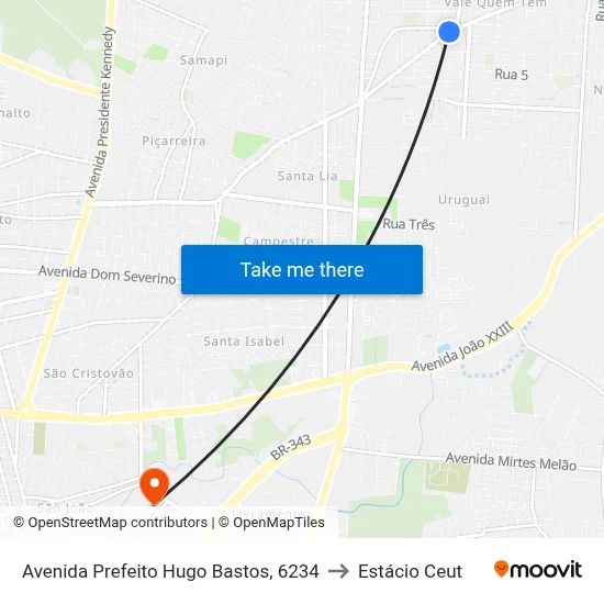 Avenida Prefeito Hugo Bastos, 6234 to Estácio Ceut map