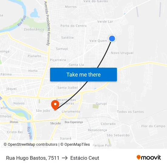 Rua Hugo Bastos, 7511 to Estácio Ceut map