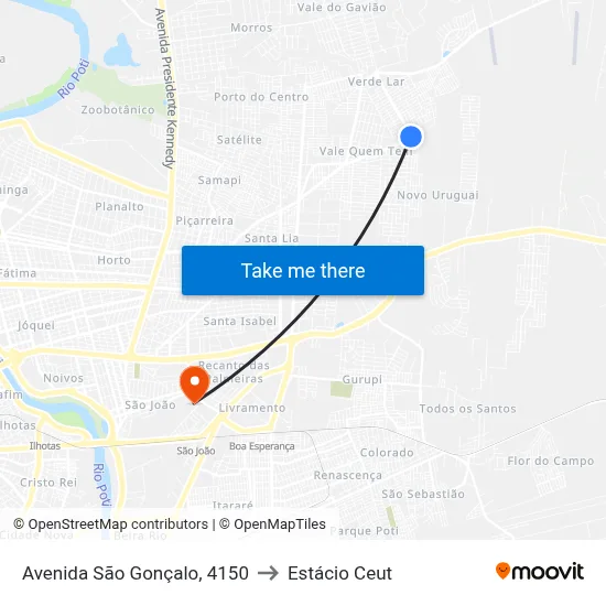 Avenida São Gonçalo, 4150 to Estácio Ceut map