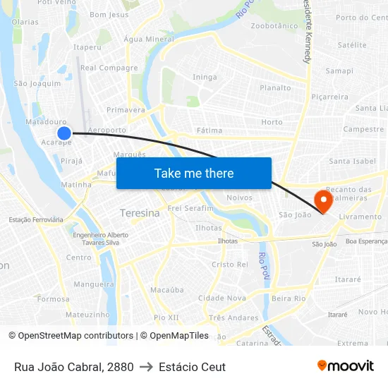 Rua João Cabral, 2880 to Estácio Ceut map