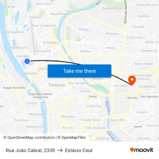 Rua João Cabral, 2338 to Estácio Ceut map