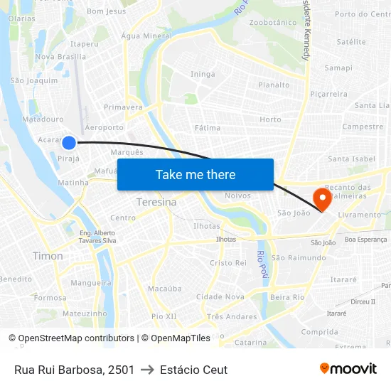 Rua Rui Barbosa, 2501 to Estácio Ceut map