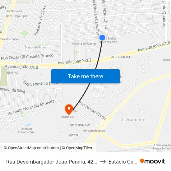 Rua Desembargador João Pereira, 4277 to Estácio Ceut map