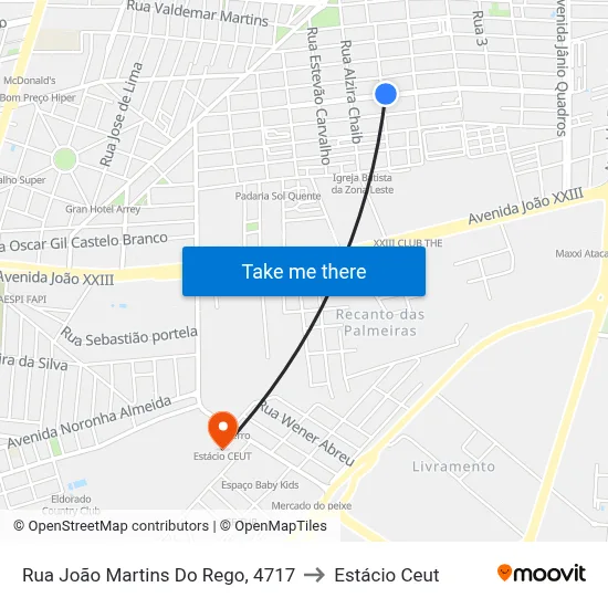 Rua João Martins Do Rego, 4717 to Estácio Ceut map