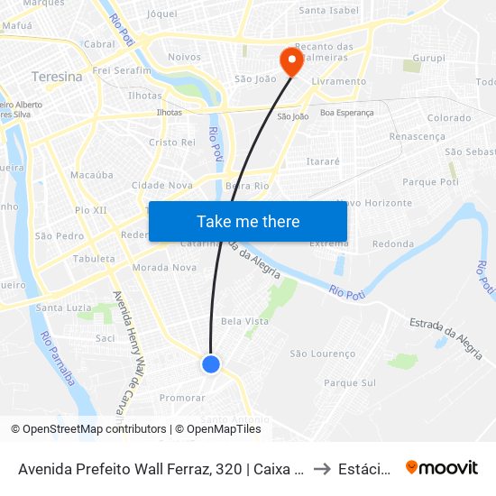 Avenida Prefeito Wall Ferraz, 320 | Caixa D'Agua Parque Piaui to Estácio Ceut map