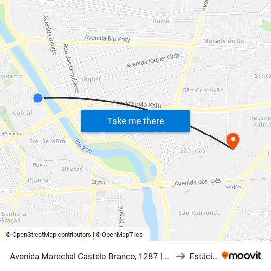 Avenida Marechal Castelo Branco, 1287 | Câmara Municipal De Teresina to Estácio Ceut map