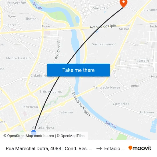 Rua Marechal Dutra, 4088 | Cond. Res. Vila Tropical to Estácio Ceut map