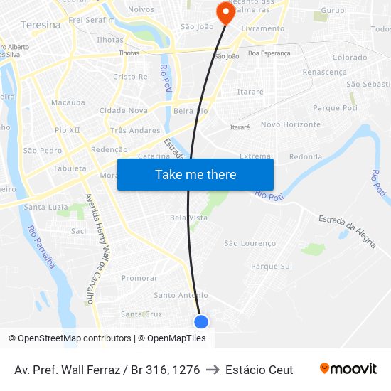 Av. Pref. Wall Ferraz / Br 316, 1276 to Estácio Ceut map