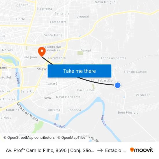 Av. Profº Camilo Filho, 8696 | Conj. São Sebastião to Estácio Ceut map