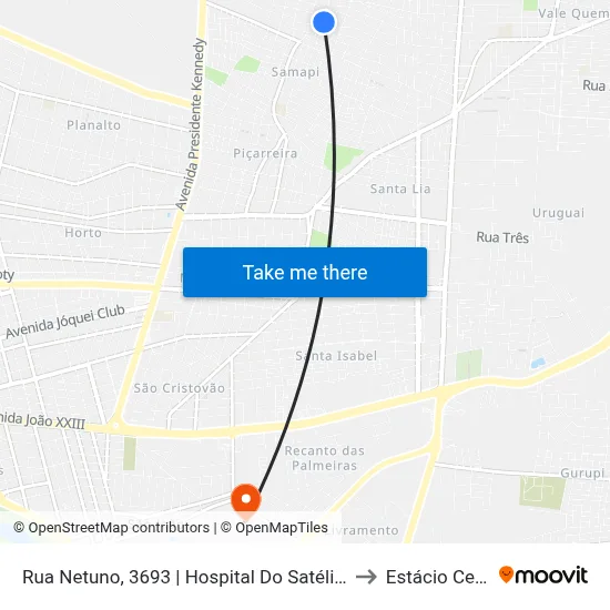 Rua Netuno, 3693 | Hospital Do Satélite to Estácio Ceut map