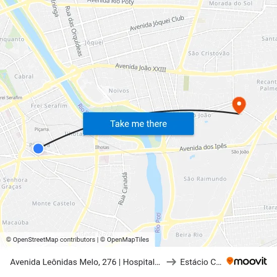 Avenida Leônidas Melo, 276 | Hospital Hti Sul to Estácio Ceut map