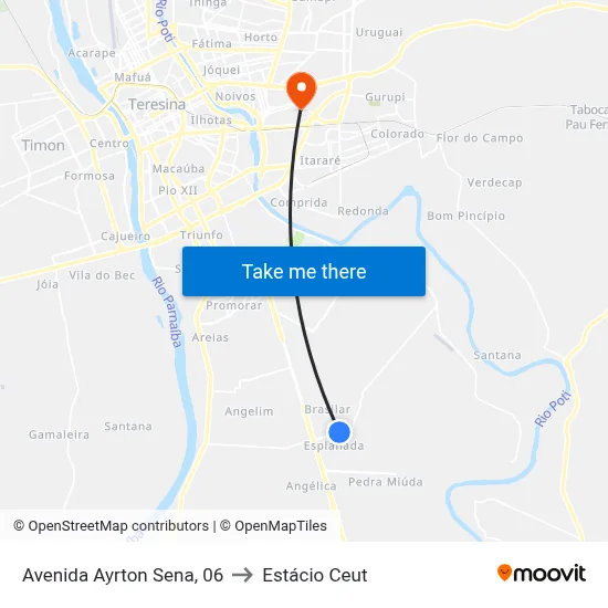 Avenida Ayrton Sena, 06 to Estácio Ceut map