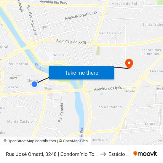 Rua José Omatti, 3248 | Condomínio Torquato Neto to Estácio Ceut map