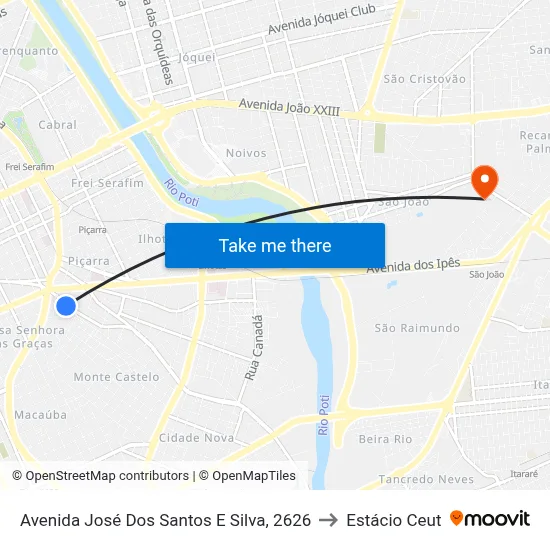 Avenida José Dos Santos E Silva, 2626 to Estácio Ceut map