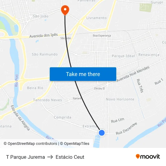 T Parque Jurema to Estácio Ceut map