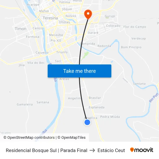 Residencial Bosque Sul | Parada Final to Estácio Ceut map