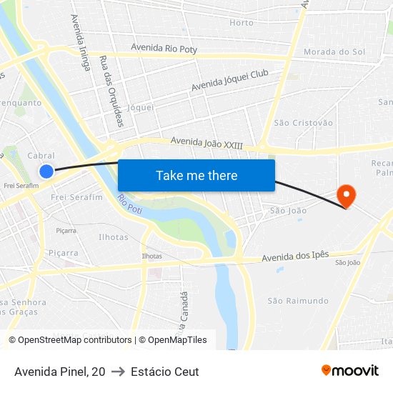 Avenida Pinel, 20 to Estácio Ceut map