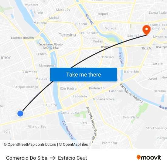 Comercio Do Siba to Estácio Ceut map
