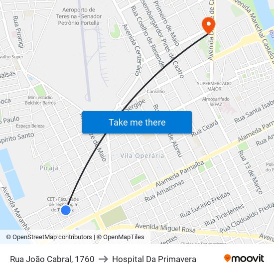 Rua João Cabral, 1760 to Hospital Da Primavera map