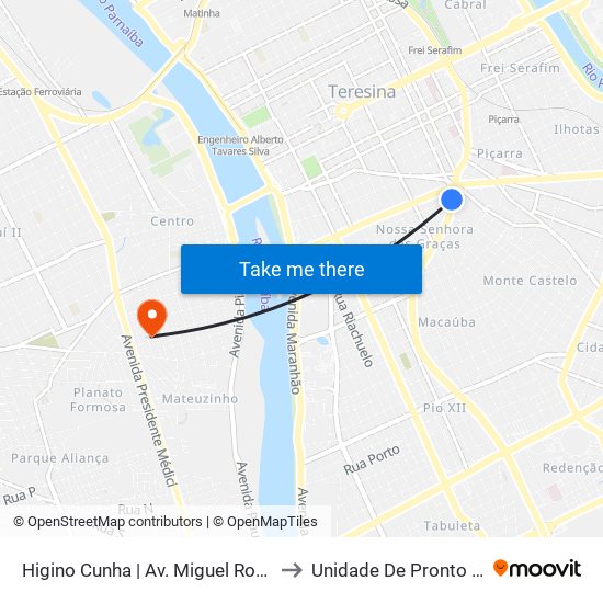 Higino Cunha | Av. Miguel Rosa - Sentido Bairro to Unidade De Pronto Atendimento map
