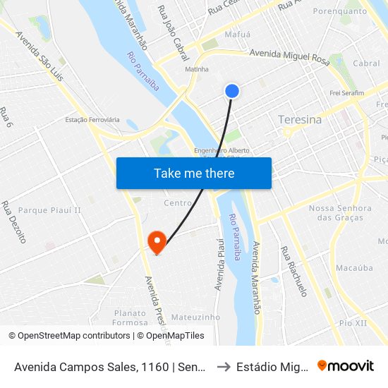 Avenida Campos Sales, 1160 | Senac/Liceu Piauiense to Estádio Miguel Lima map