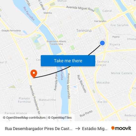 Rua Desembargador Pires De Castro, 725 | Semduh to Estádio Miguel Lima map