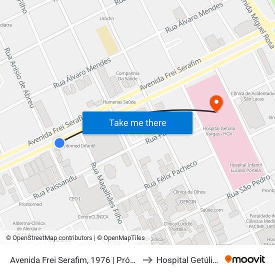 Avenida Frei Serafim, 1976 | Próximo Ao Prontomed Infantil to Hospital Getúlio Vargas - Hgv map