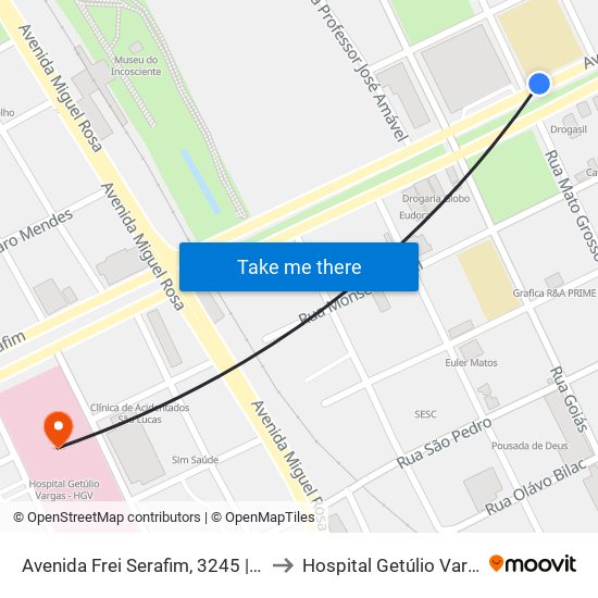 Avenida Frei Serafim, 3245 | Colégio Cev to Hospital Getúlio Vargas - Hgv map