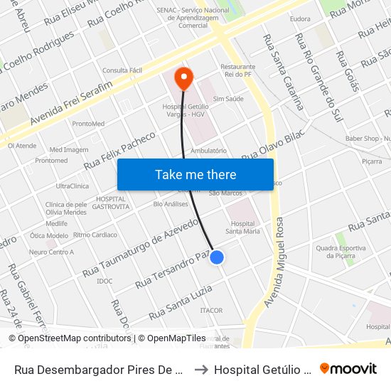 Rua Desembargador Pires De Castro, 725 | Semduh to Hospital Getúlio Vargas - Hgv map