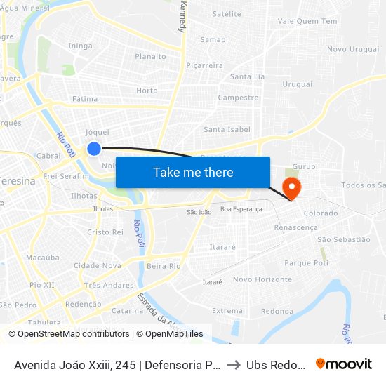Avenida João Xxiii, 245 | Defensoria Pública to Ubs Redonda map