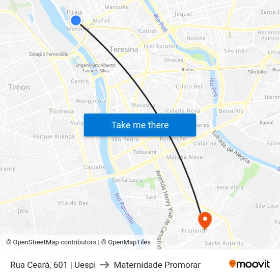 Rua Ceará, 601 | Uespi to Maternidade Promorar map