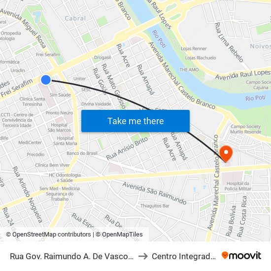 Rua Gov. Raimundo A. De Vasconcelos | Transporte Alternativo to Centro Integrado De Reabilitação map