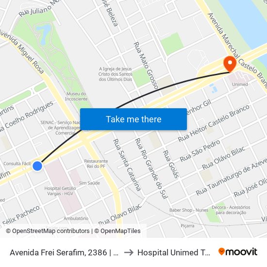 Avenida Frei Serafim, 2386 | Ccs/Hgv to Hospital Unimed Teresina map