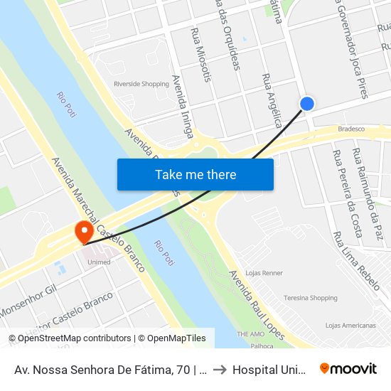 Av. Nossa Senhora De Fátima, 70 | Great International School to Hospital Unimed Teresina map