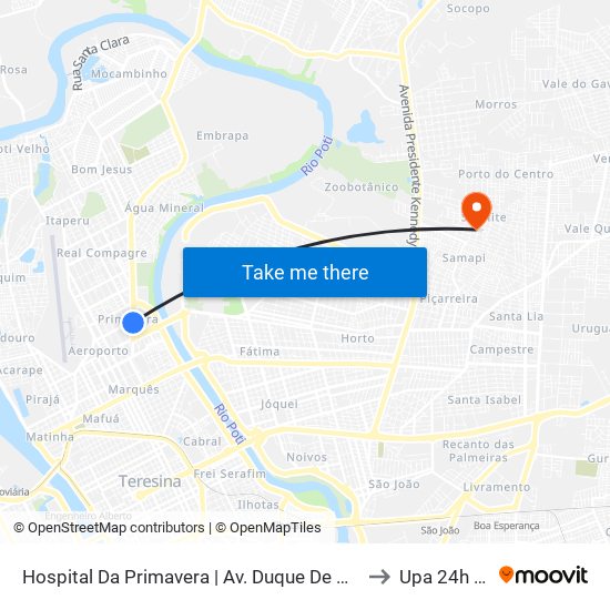 Hospital Da Primavera | Av. Duque De Caxias - Sentido Centro to Upa 24h Satélite map
